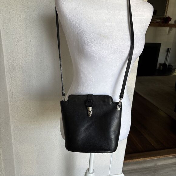 Vera Pelle Crossbody Purse Authentic Black Cross Body. Bag Made in Italy - Picture 5 of 16